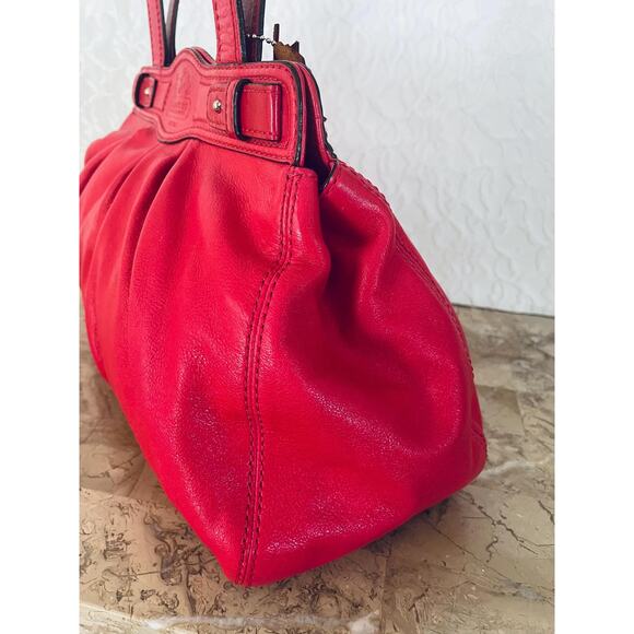 COACH Mia/garnet pink Pleated Leather Carryall Shoulder Bag 13914 - Picture 8 of 9